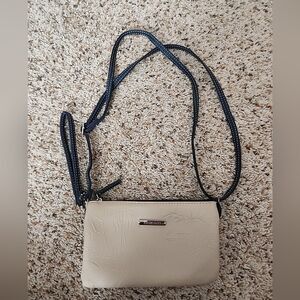 Stone and Co Tan Purse Wallet Adjustable Shoulder Bag Blue Strap